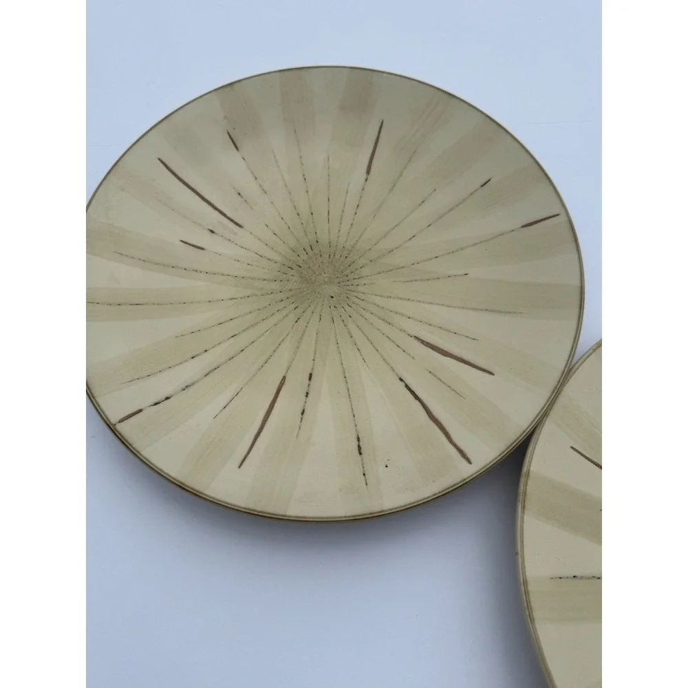 Pier 1 Sanctuary Ceramic Stoneware Dinner Plates Set Of 5 Starburst